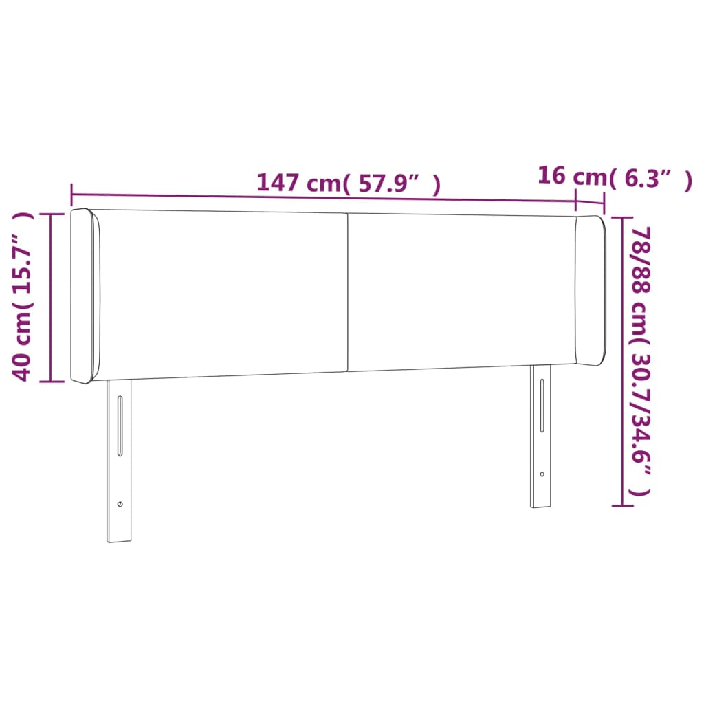 vidaXL LED Kopfteil Weiß 147x16x78/88 cm Kunstleder