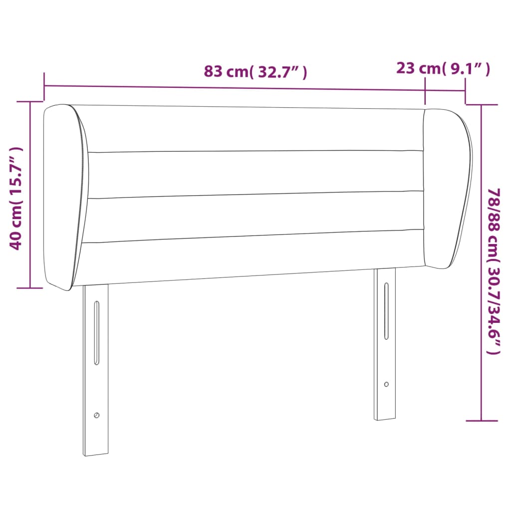 vidaXL Kopfteil mit Ohren Dunkelgrau 83x23x78/88 cm Stoff