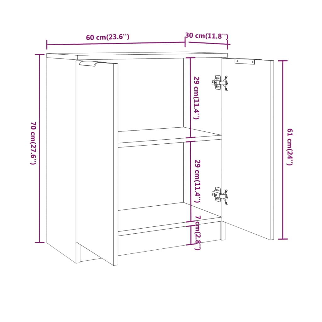 vidaXL Sideboard Weiß 60x30x70 cm Holzwerkstoff