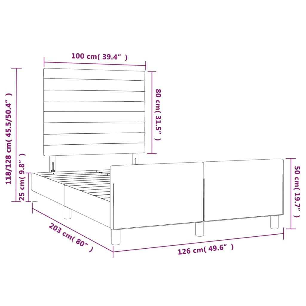 vidaXL Bettgestell mit Kopfteil Blau 120x200 cm Stoff