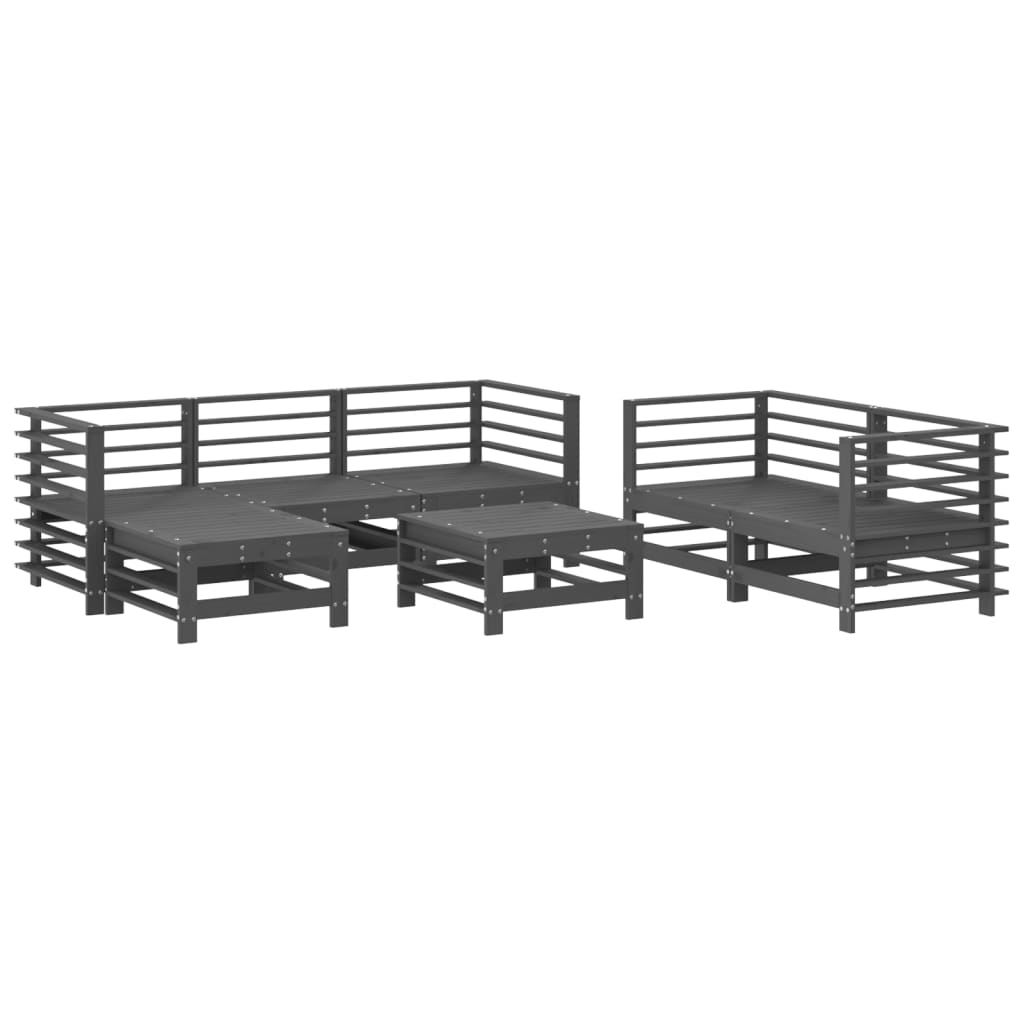 vidaXL 7-tlg. Garten-Lounge-Set Grau Massivholz Kiefer