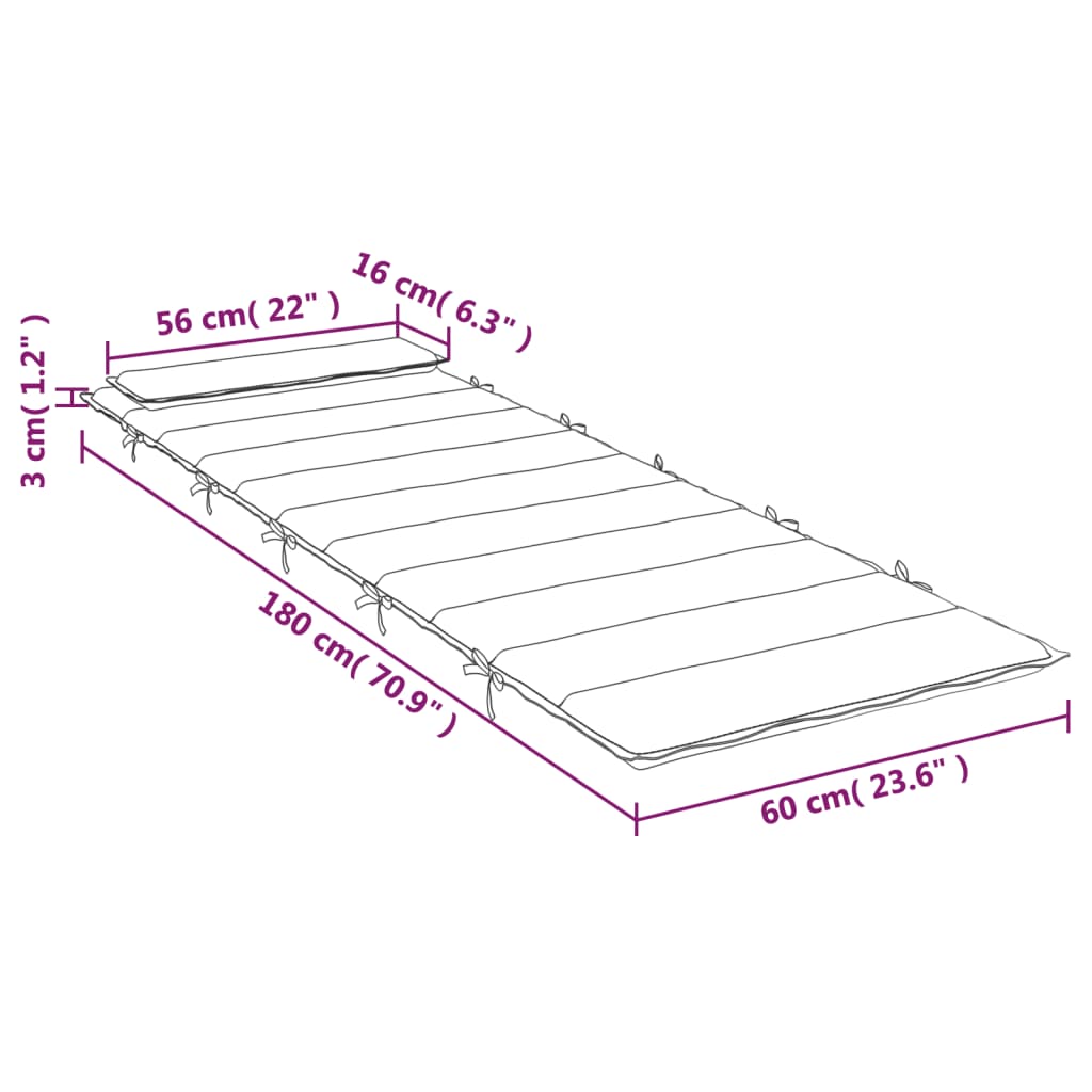 vidaXL Sonnenliegen-Auflage Rot 180x60x3 cm Oxford-Gewebe