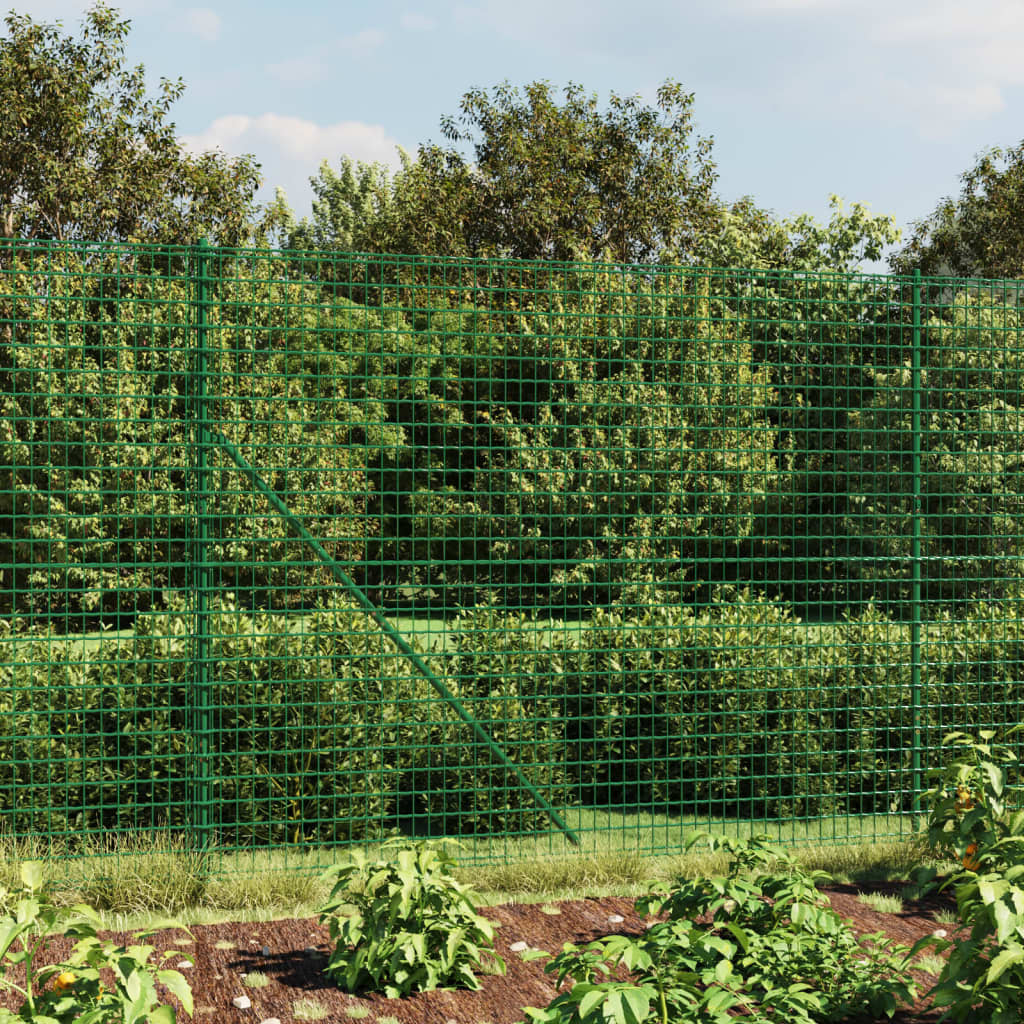 vidaXL Maschendrahtzaun mit Bodenhülsen Grün 1,8x25 m