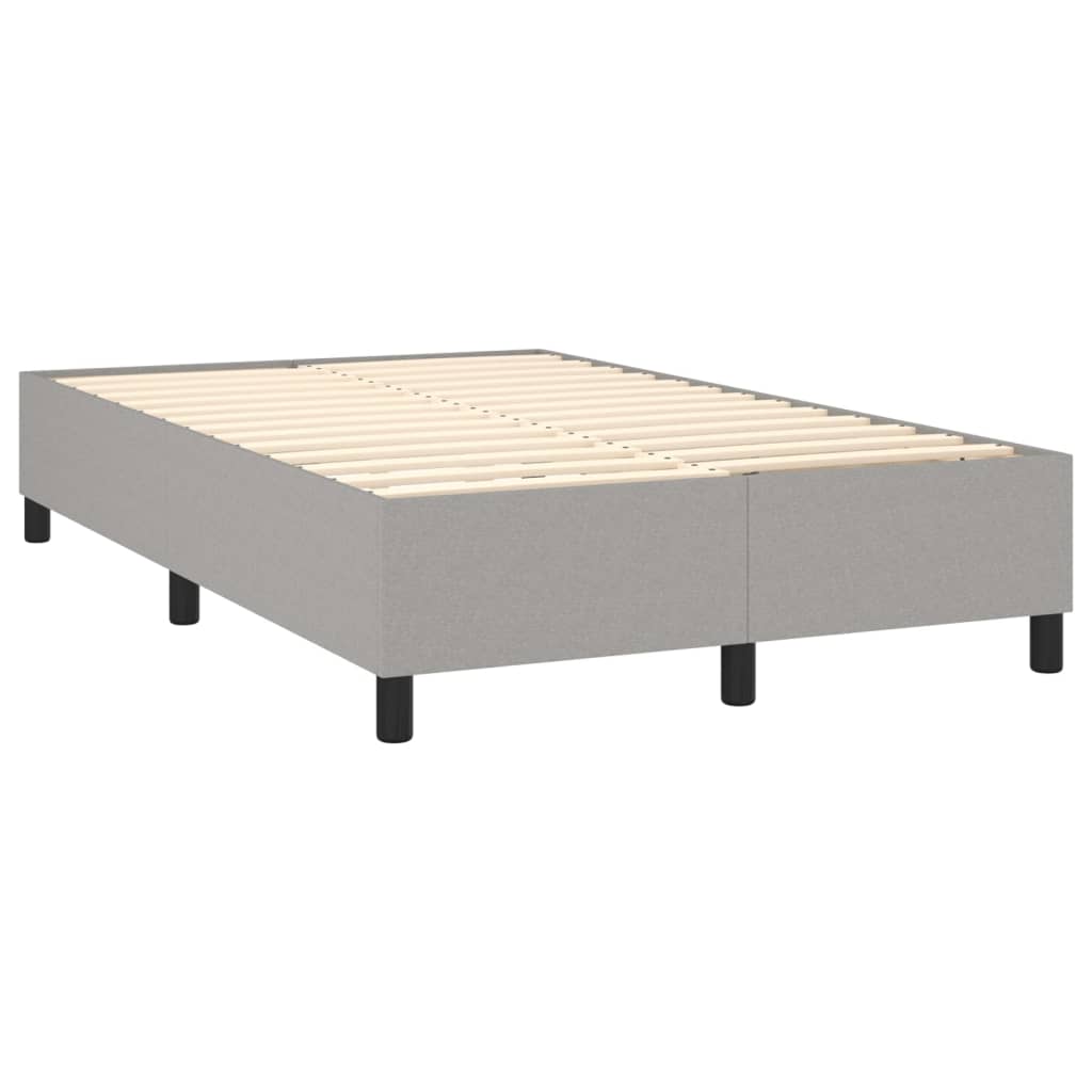 vidaXL Boxspringbett mit Matratze & LED Hellgrau 120x200 cm Stoff