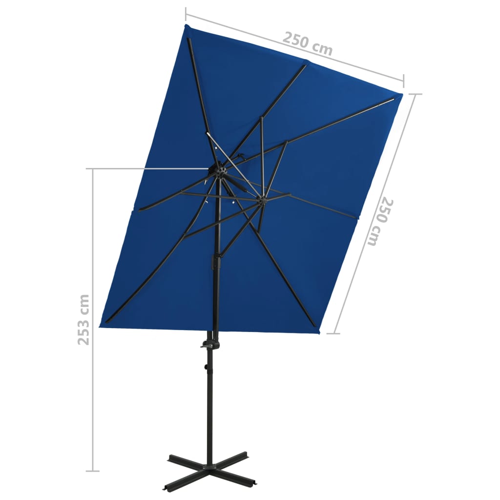 vidaXL Ampelschirm mit Lüftung 250x250 cm Azurblau