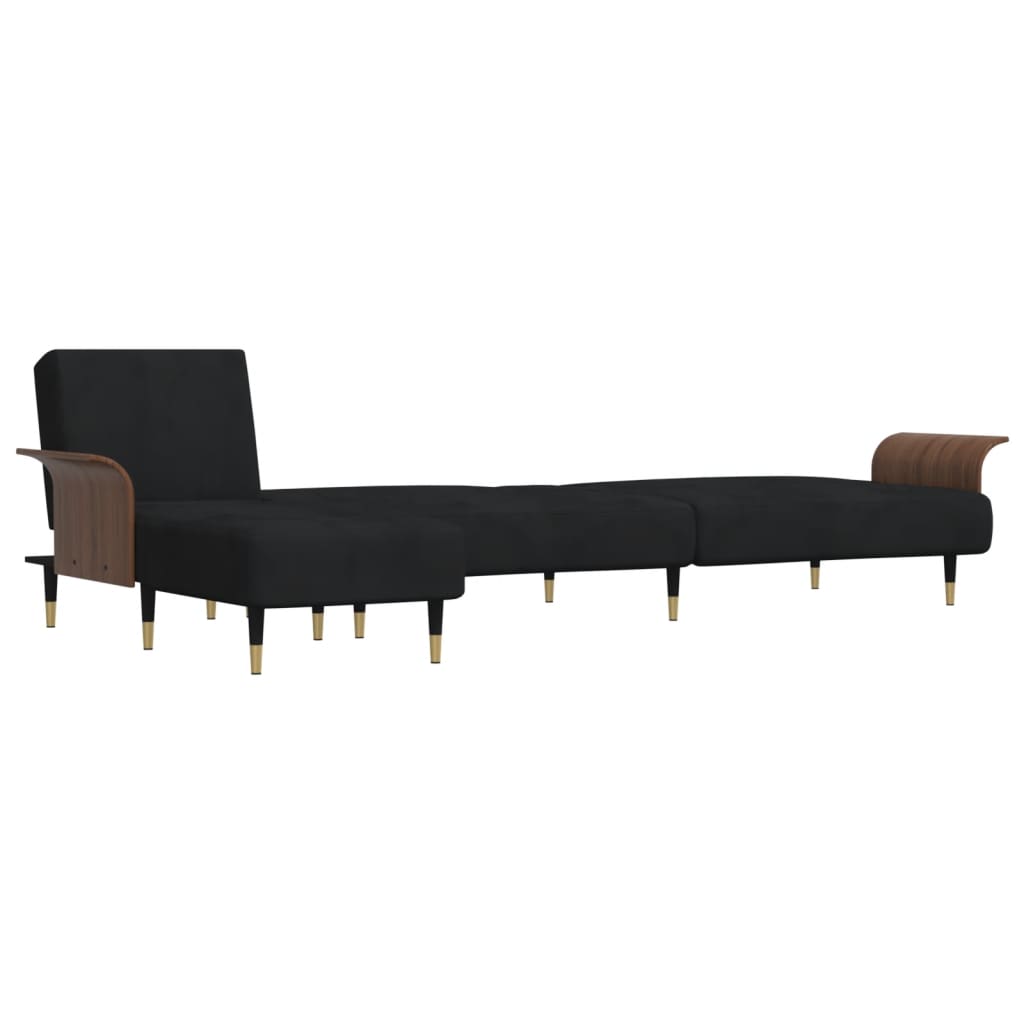 vidaXL Schlafsofa in L-Form Schwarz 279x140x70 cm Samt