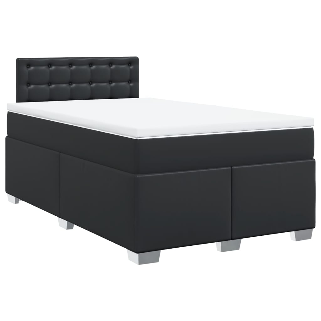 vidaXL Boxspringbett mit Matratze Schwarz 120x200 cm Kunstleder