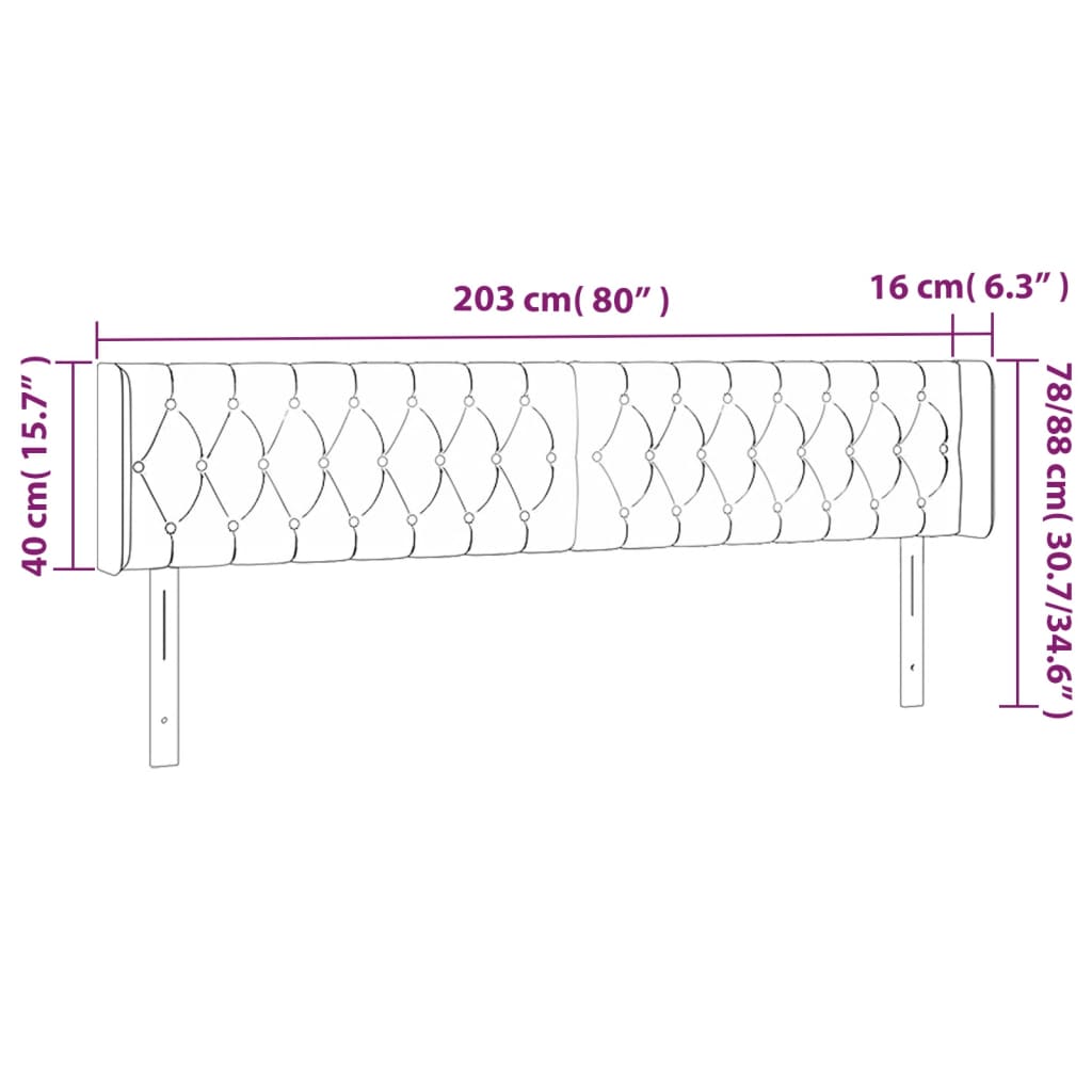 vidaXL Kopfteil mit Ohren Dunkelgrün 203x16x78/88 cm Samt