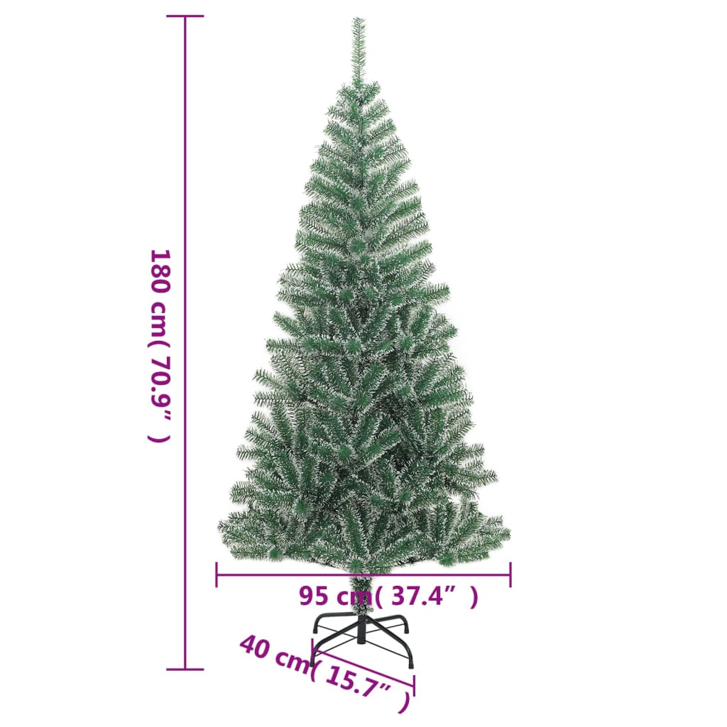 vidaXL Künstlicher Weihnachtsbaum 300 LEDs & Kugeln Beschneit 180 cm