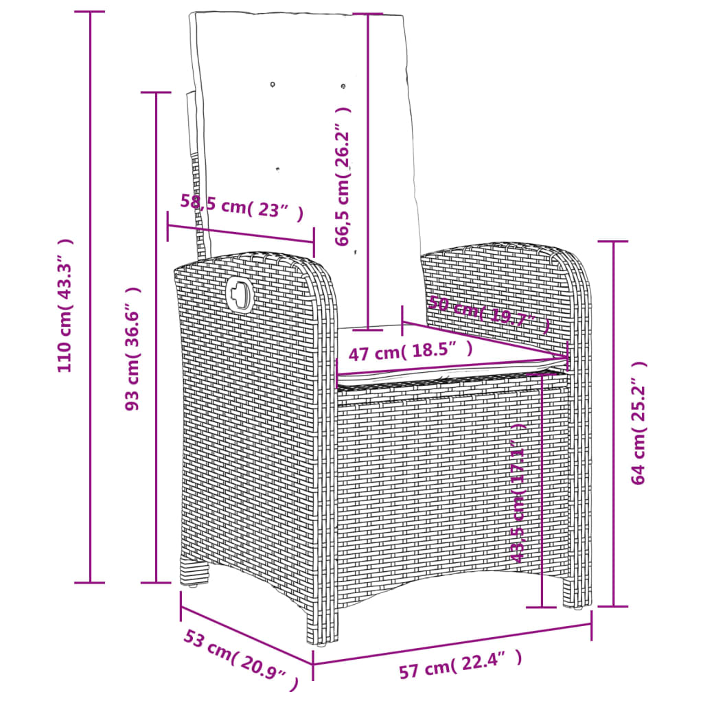 vidaXL 4-tlg. Garten-Essgruppe mit Kissen Schwarz Poly Rattan