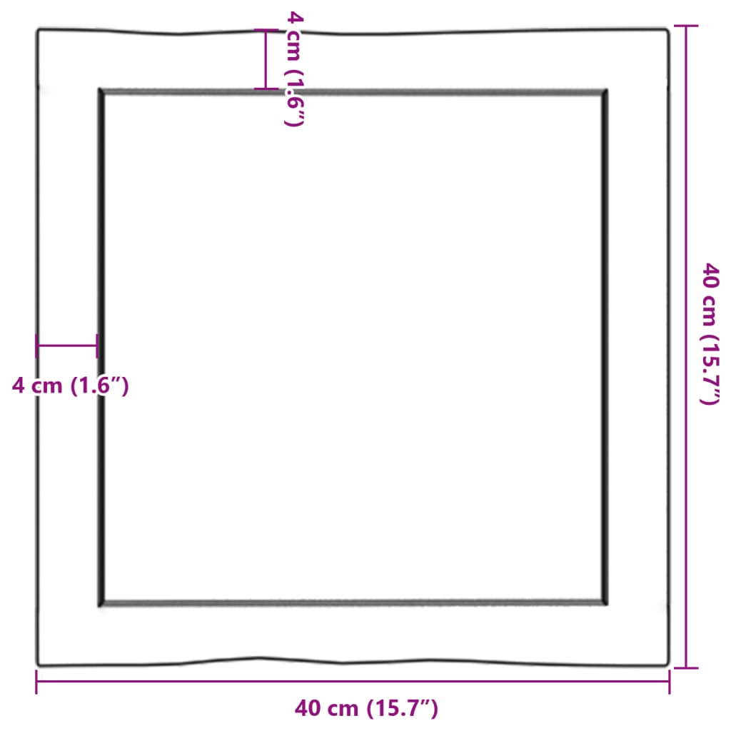 vidaXL Tischplatte 40x40x(2-6) cm Massivholz Behandelt Baumkante