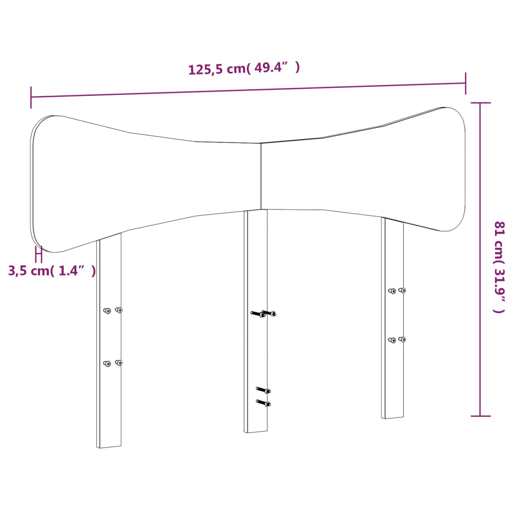 vidaXL Kopfteil Weiß 120 cm Massivholz Kiefer