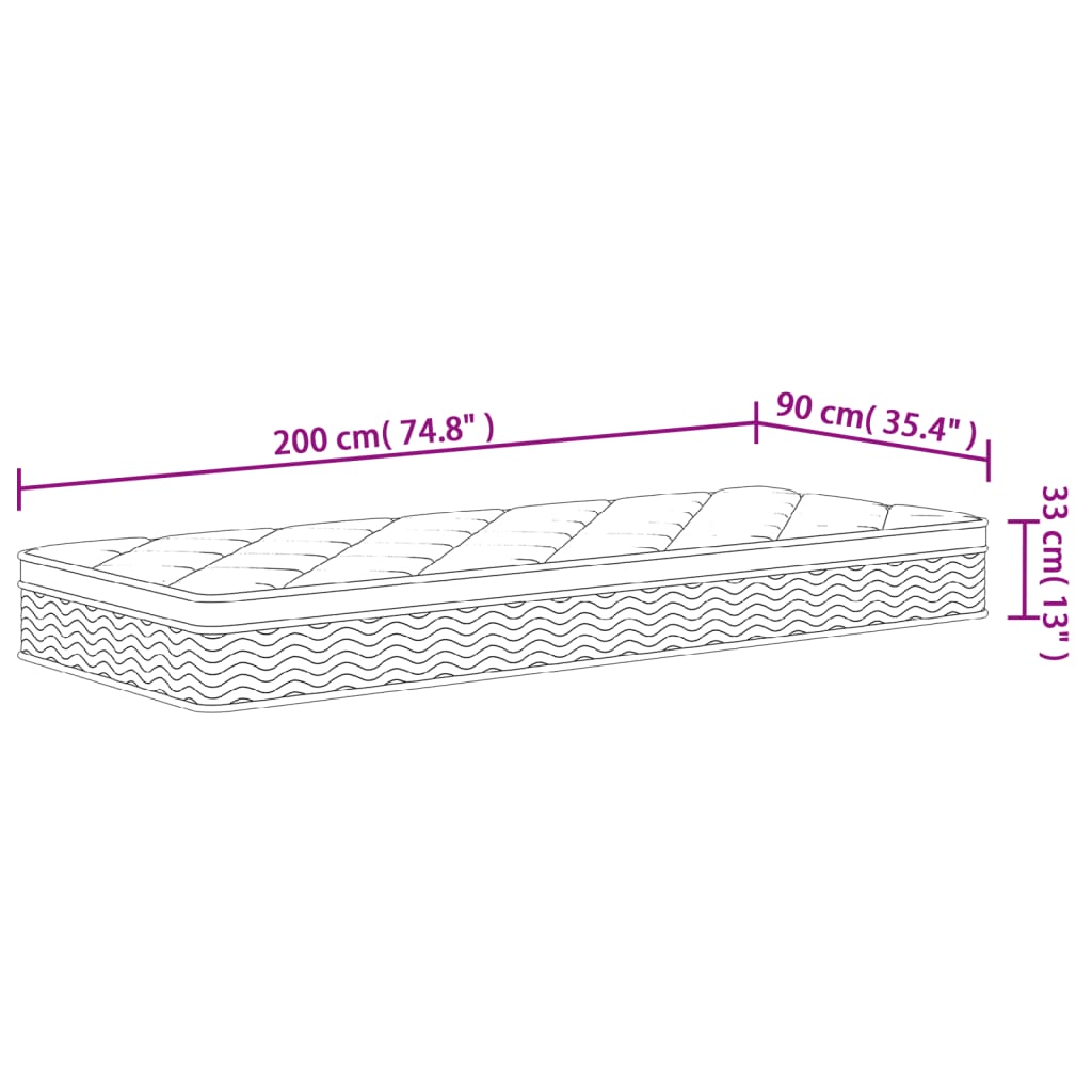 vidaXL Matratze Taschenfederkern Medium Plus 90x200 cm