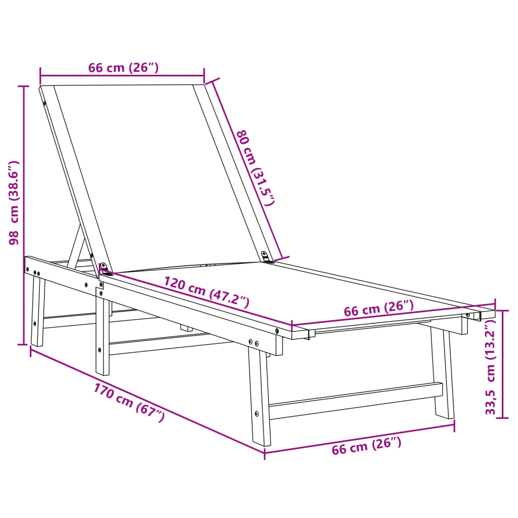 vidaXL Sonnenliege Creme Massivholz Akazie und Textilene