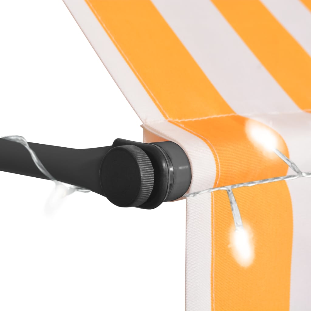 vidaXL Einziehbare Markise Handbetrieben mit LED 150 cm Weiß Orange