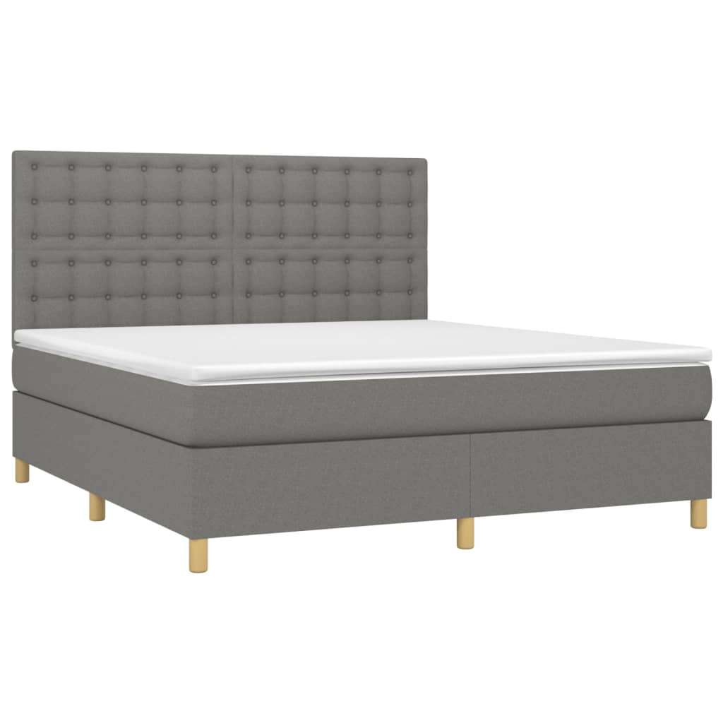 vidaXL Boxspringbett mit Matratze Dunkelgrau 180x200 cm Stoff