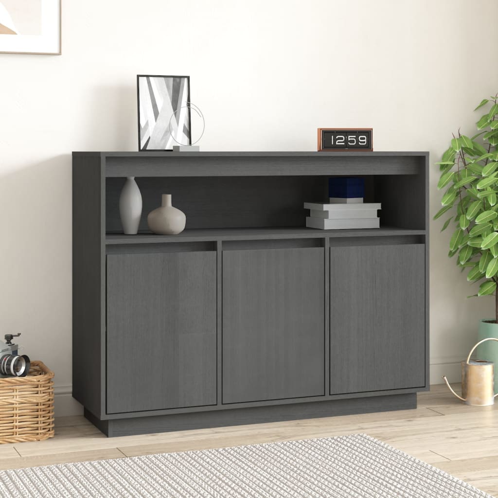 vidaXL Sideboard Grau 104,5x34x80 cm Massivholz Kiefer