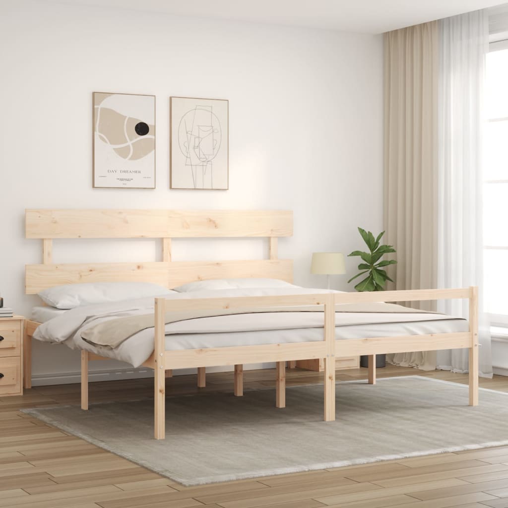 vidaXL Seniorenbett mit Kopfteil 200x200 cm Massivholz