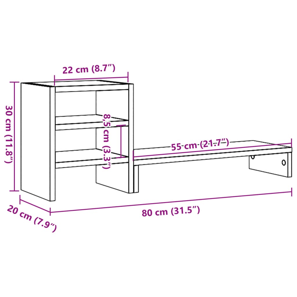 vidaXL Monitorständer mit Schreibtisch-Organizer Artisan-Eiche