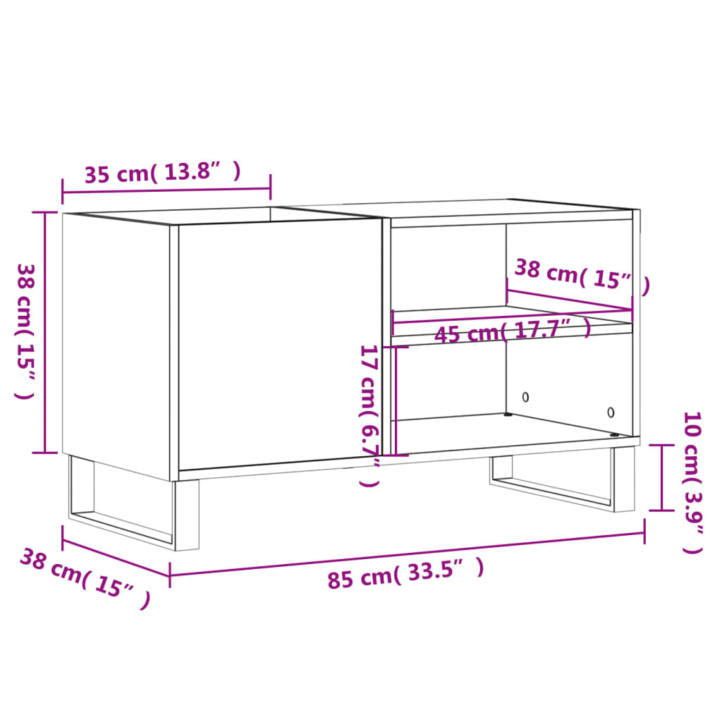 vidaXL Plattenschrank Hochglanz-Weiß 85x38x48 cm Holzwerkstoff