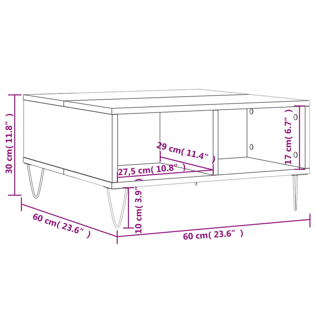 vidaXL Couchtisch Weiß 60x60x30 cm Holzwerkstoff