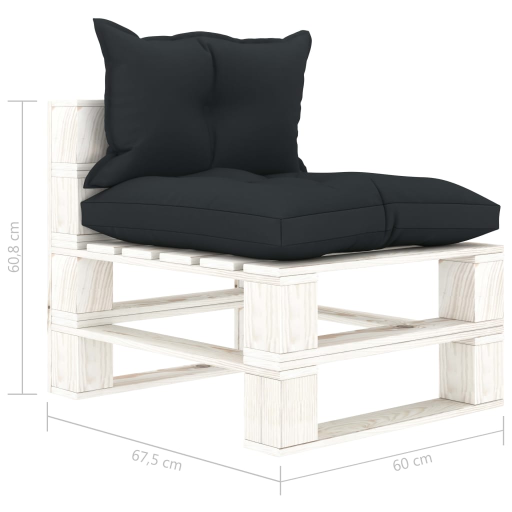 vidaXL 4-tlg. Garten-Lounge-Set Paletten mit Kissen in Anthrazit Holz