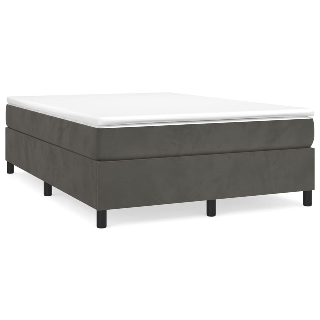 vidaXL Boxspringbett mit Matratze Dunkelgrau 140x200 cm Samt