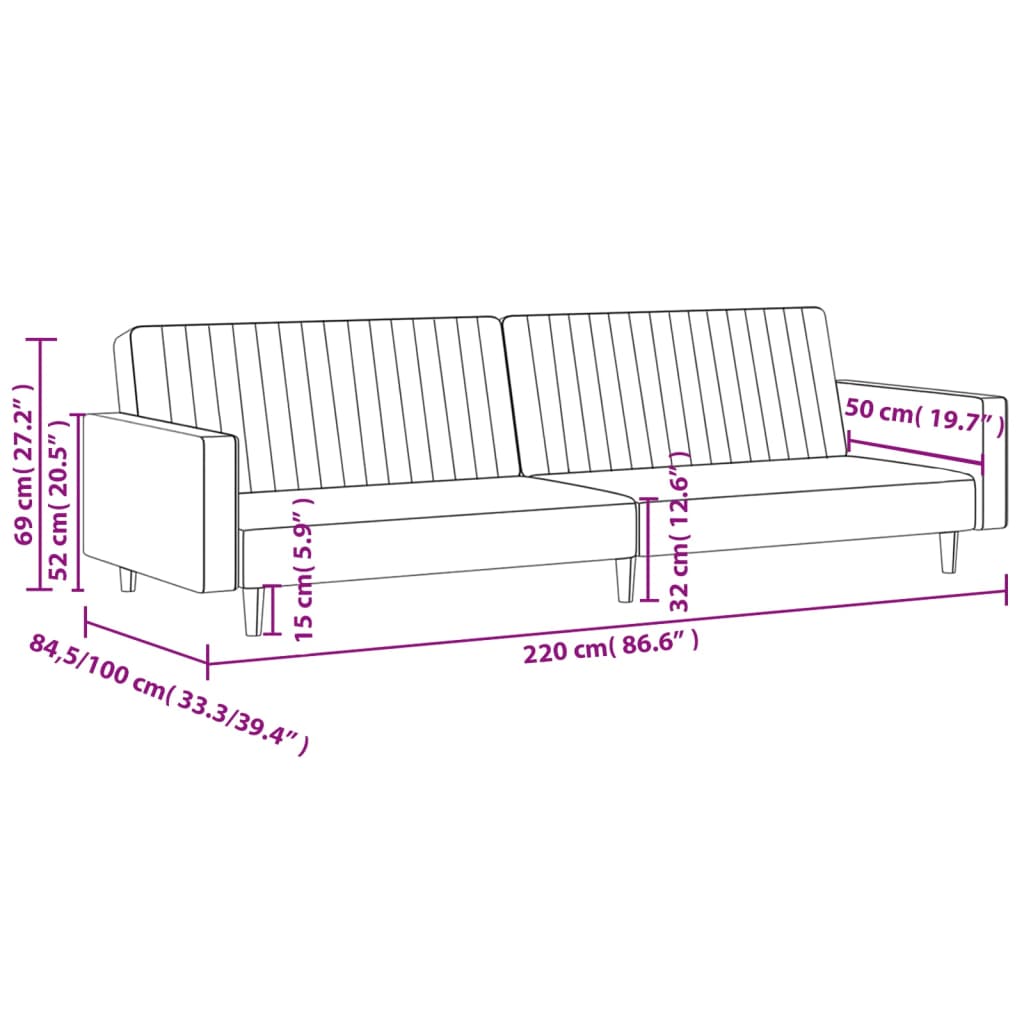 vidaXL Schlafsofa 2-Sitzer Hellgrün Samt