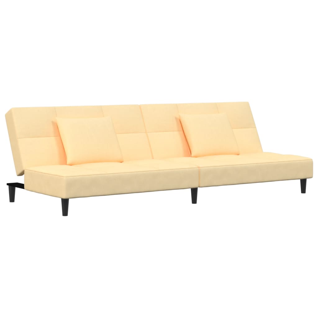 vidaXL Schlafsofa 2-Sitzer mit 2 Kissen Creme Samt