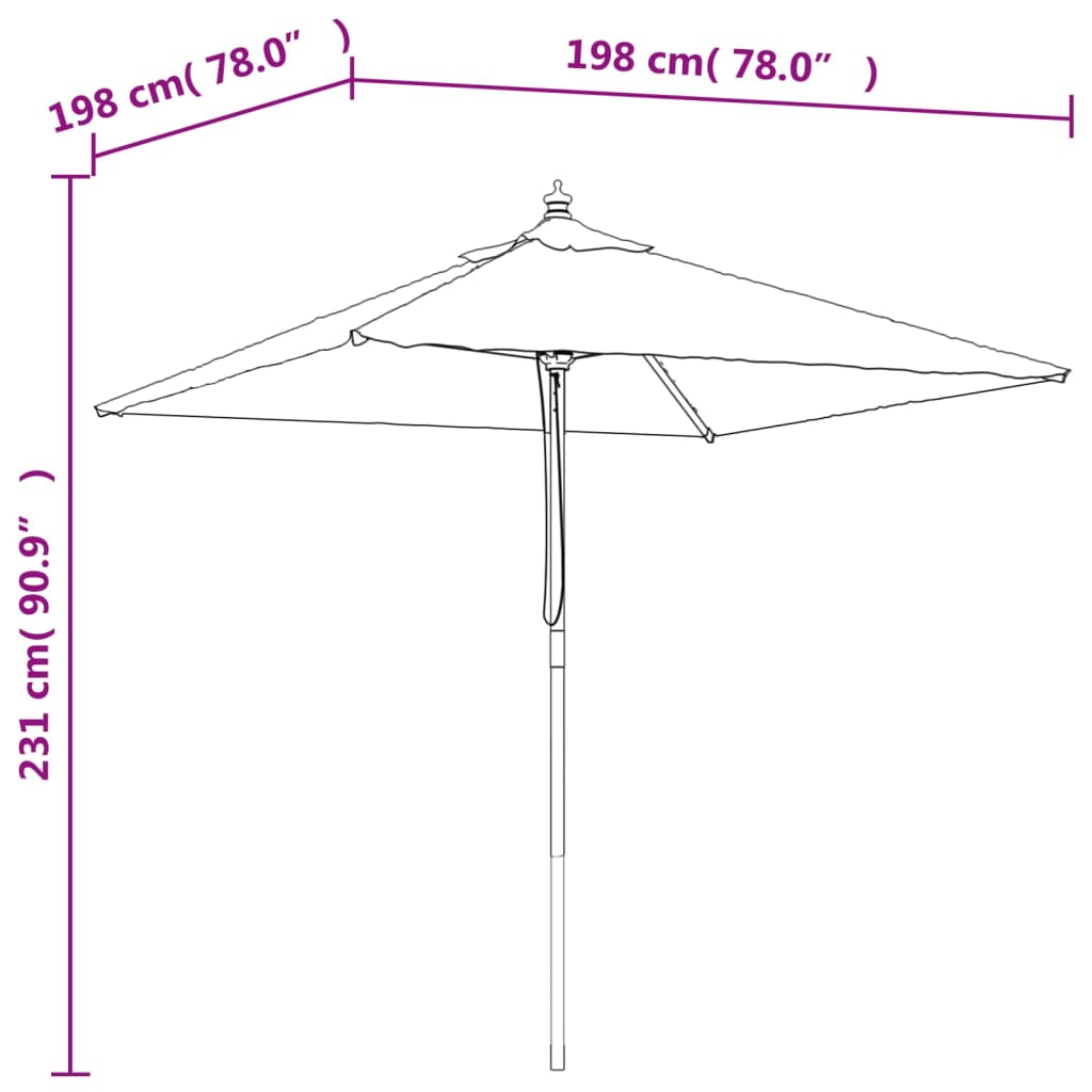 vidaXL Sonnenschirm mit Holzmast Terrakotta 198x198x231 cm