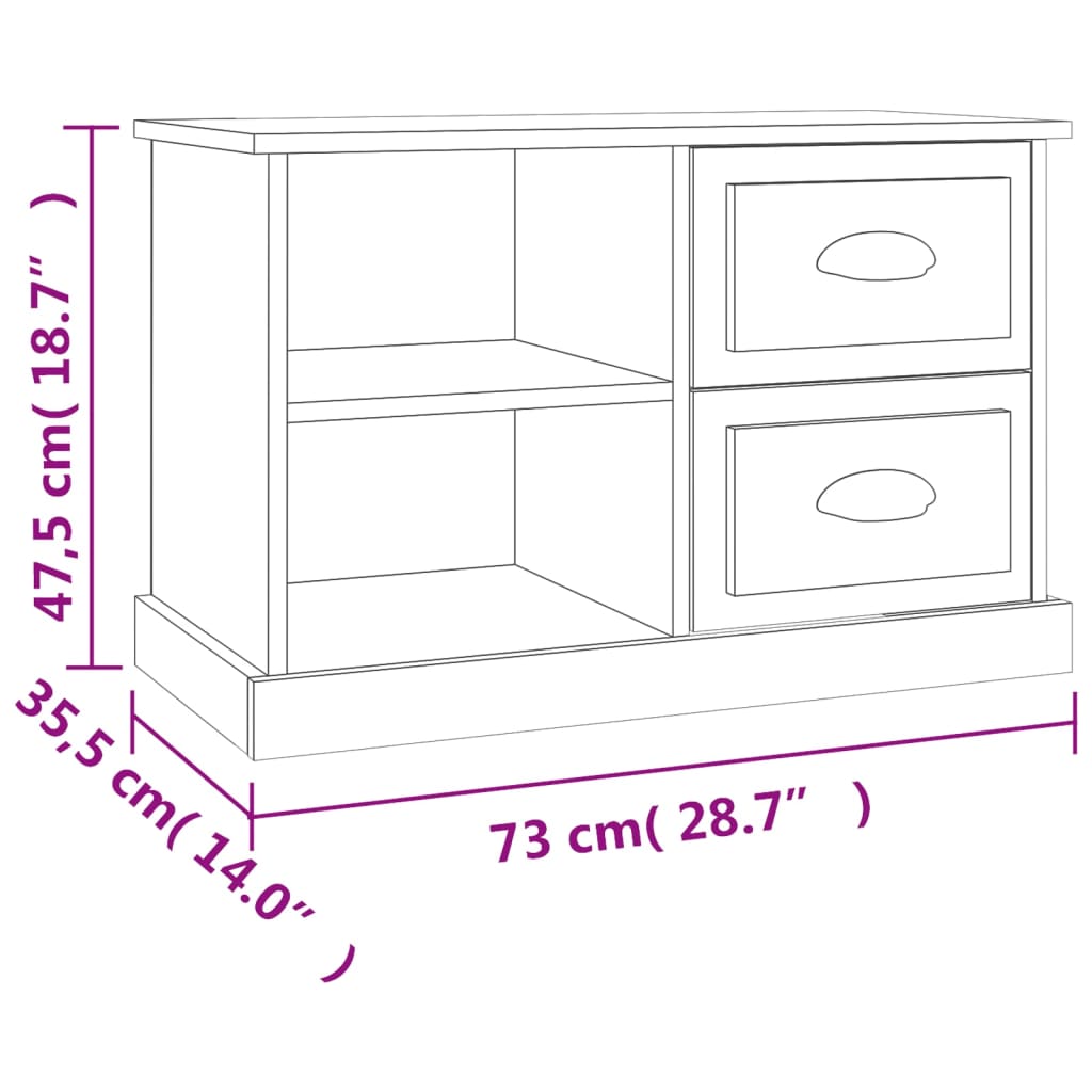 vidaXL TV-Schrank Hochglanz-Weiß 73x35,5x47,5 cm Holzwerkstoff