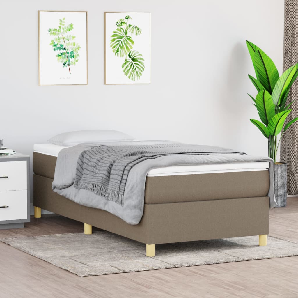 vidaXL Boxspringbett mit Matratze Taupe 90x200 cm Stoff