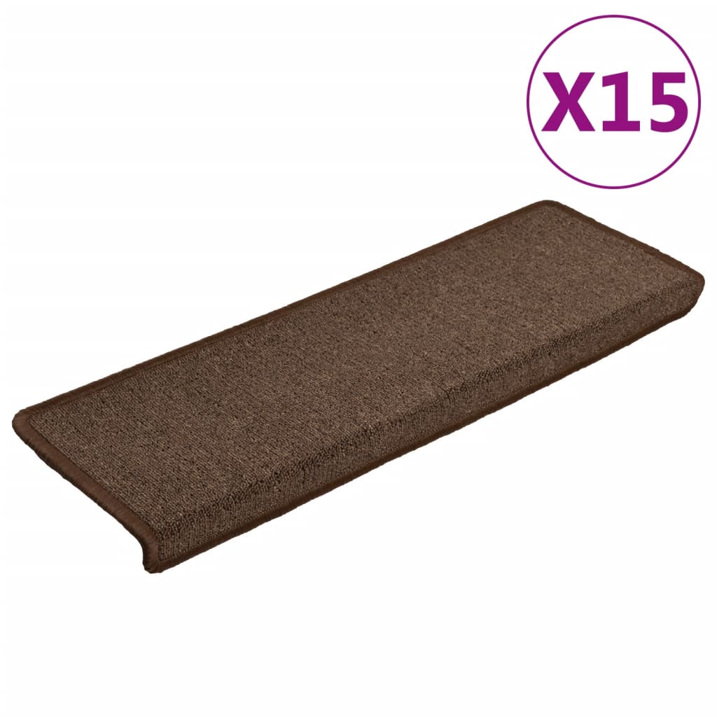 vidaXL Teppich-Treppenstufen 15 Stk. 65x21x4 cm Braun