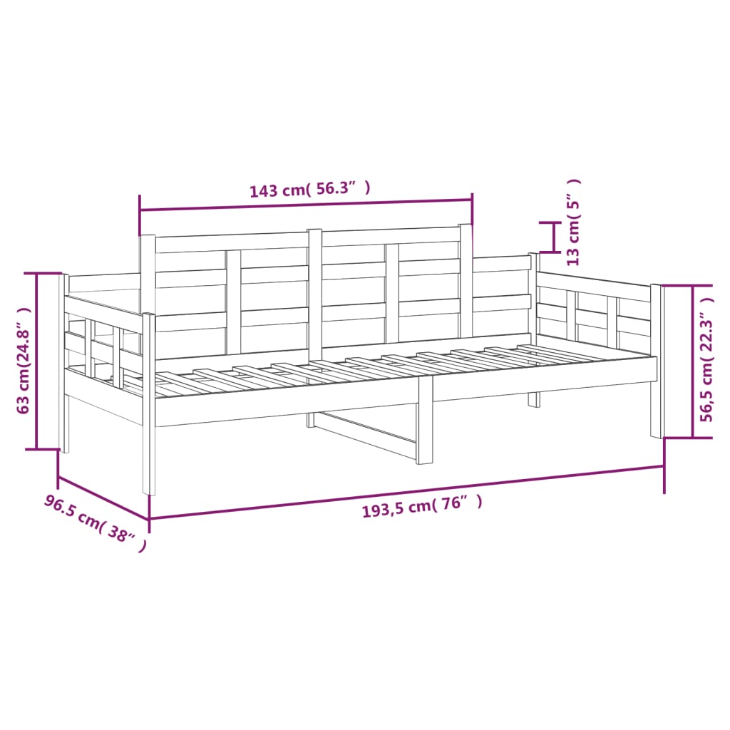 vidaXL Tagesbett Massivholz Kiefer 90x190 cm