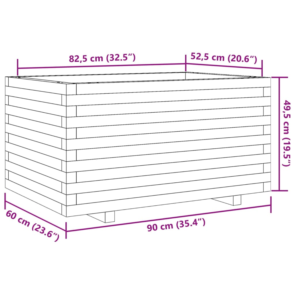 vidaXL Pflanzkübel 90x60x49,5 cm Massivholz Douglasie