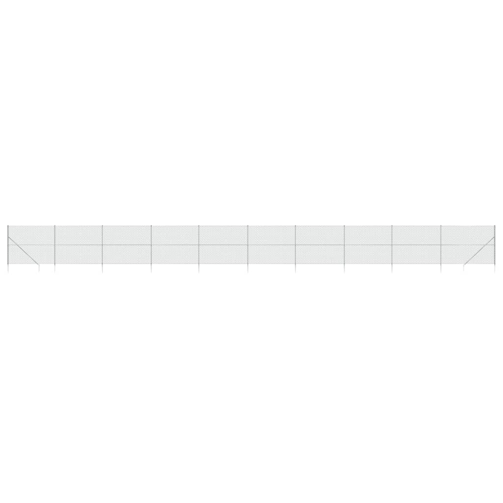 vidaXL Maschendrahtzaun mit Bodenhülsen Silbern 1,8x25 m