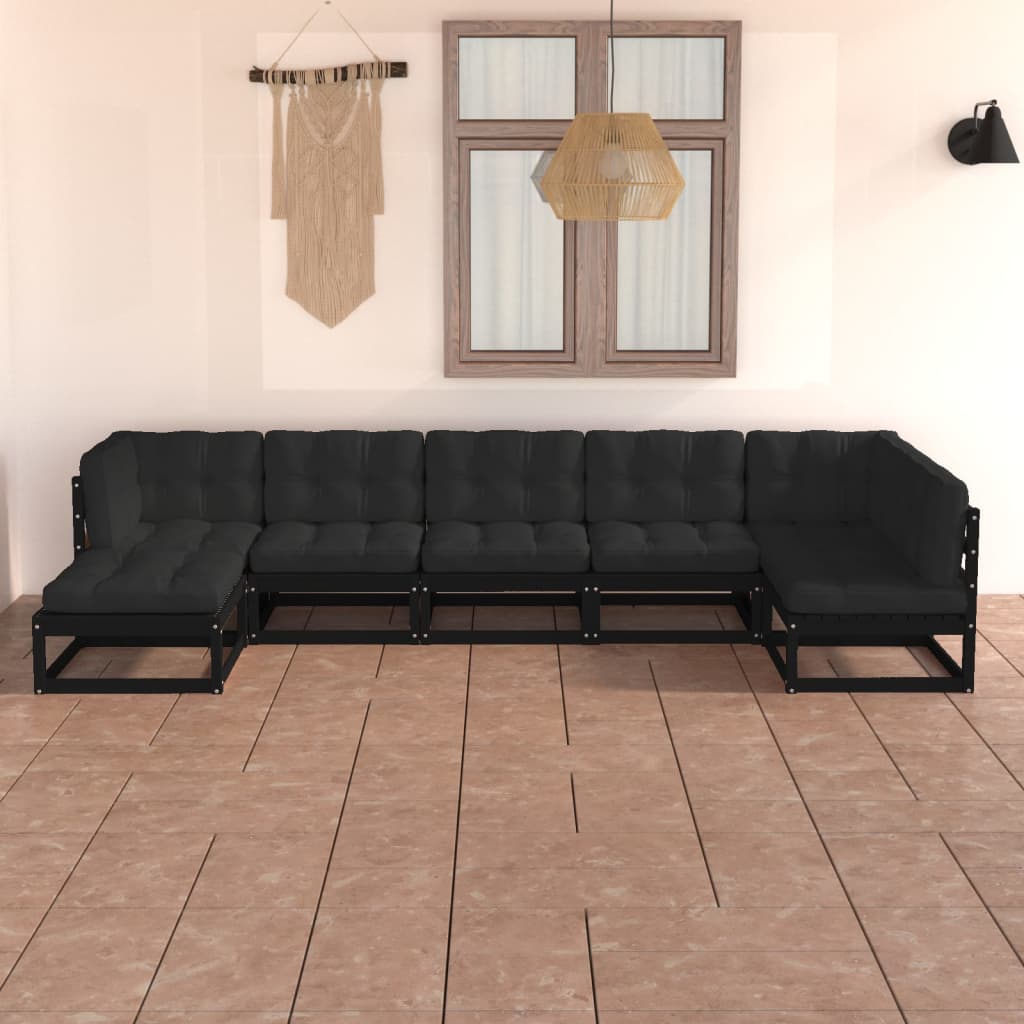 vidaXL 7-tlg. Garten-Lounge-Set mit Kissen Massivholz Kiefer