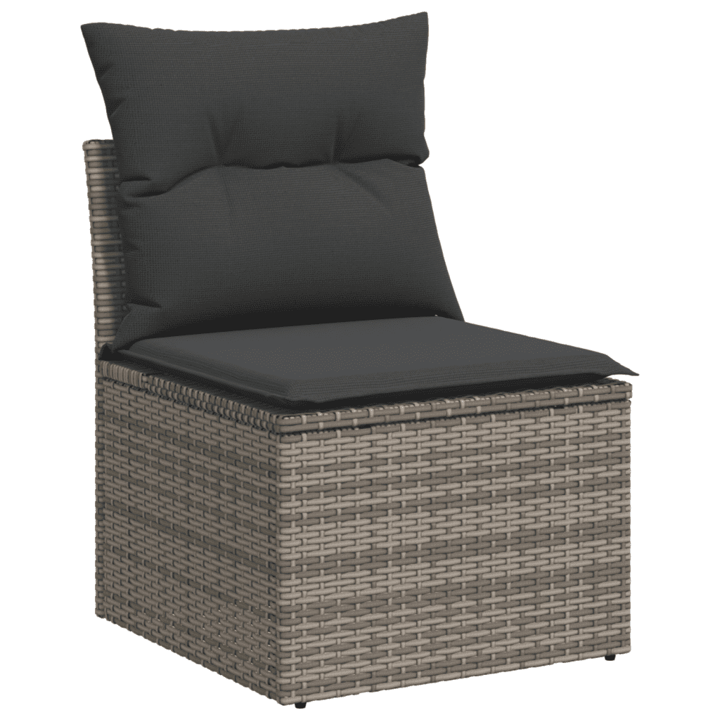 vidaXL 8-tlg. Garten-Sofagarnitur mit Kissen Grau Poly Rattan